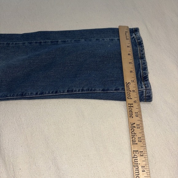 Levis Blue Distressed Low Rise Flare Leg Denim Jeans Pants Y2K Sz 9M JR VTG - Picture 7 of 9